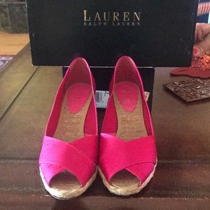 NWT Ralph Lauren Fuschia Rope wedge